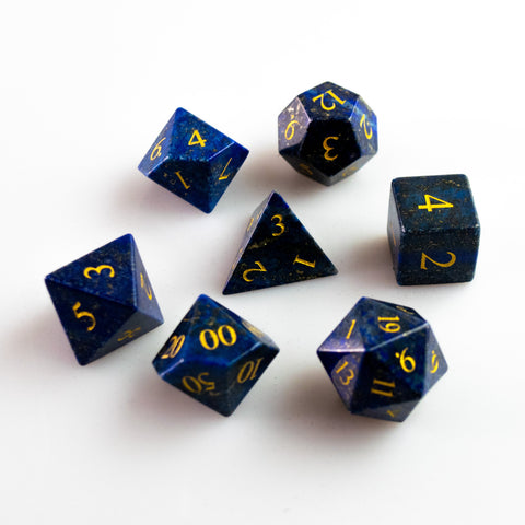 Lapis Lazuli Dice Set of Wisdom