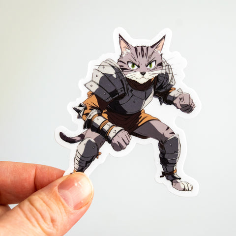 Fighter Cat Sticker