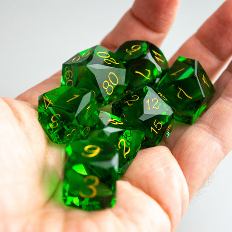 Emerald Green Victorian Glass Dice