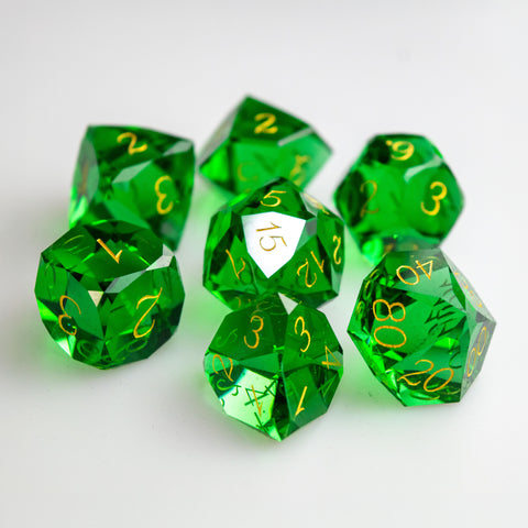 Emerald Green Victorian Glass Dice