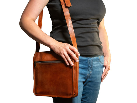 11" Wide Leather Messenger Bag