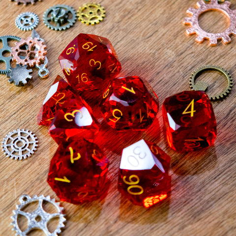 Ruby Red Victorian Glass Dice